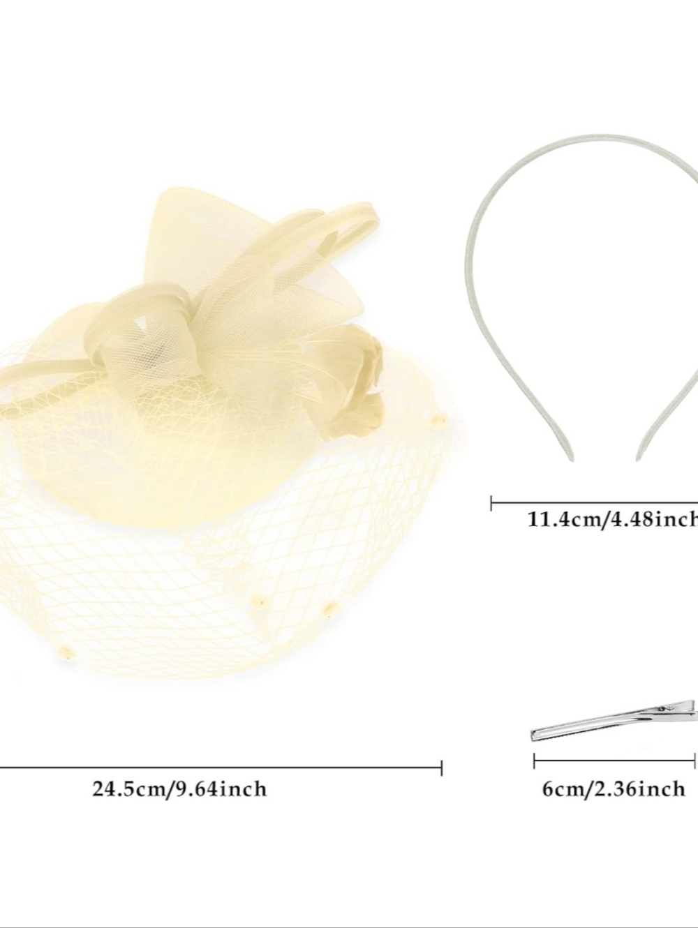 NEW! Elegant Ivory Birdcage Veil Fascinator Hat - Picture 4 of 5